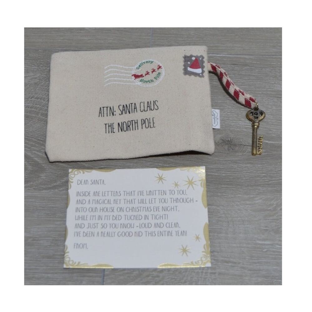 mudpie Letters to Santa Fabric Pouch with Key and Letter